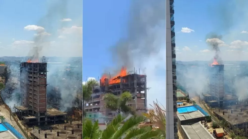 Incêndio atinge prédio abandonado e vegetação na Pampulha, em BH