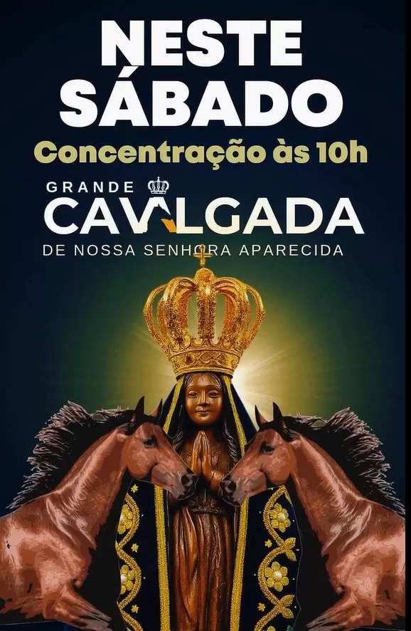 Cavalgada em homenagem a Nossa Senhora Aparecida movimenta fiéis neste sábado em Lagoa Santa