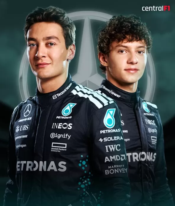 Mercedes confirma George Russell e Andrea Kimi Antonelli como dupla de pilotos para 2026