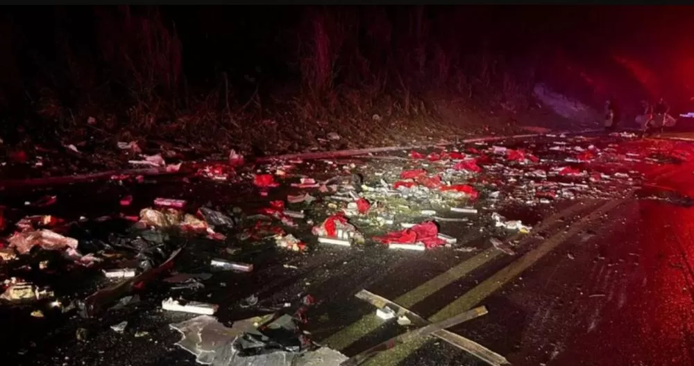 Batida entre carretas na BR-251 revela transporte de maconha escondida em carga de frango