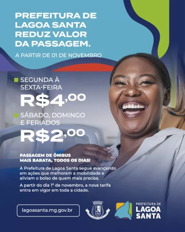 Prefeitura de Lagoa Santa aprova redução histórica no valor das passagens de ônibus