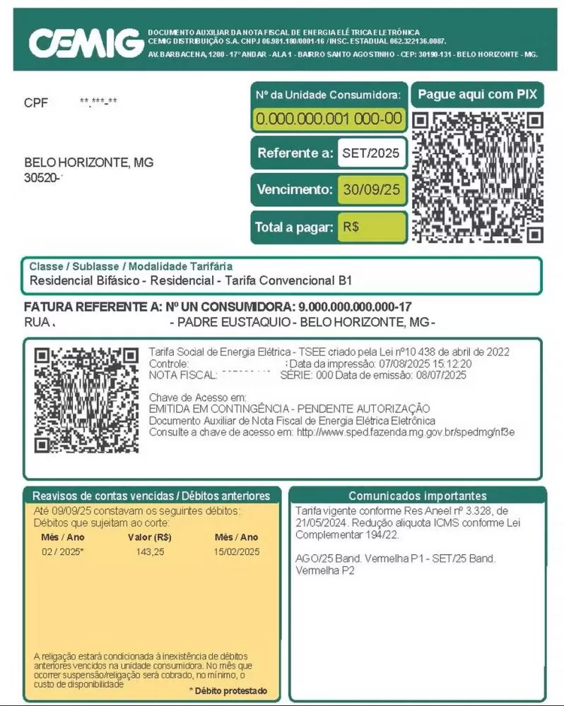 Cemig altera o design de suas contas de luz, confira o que mudou