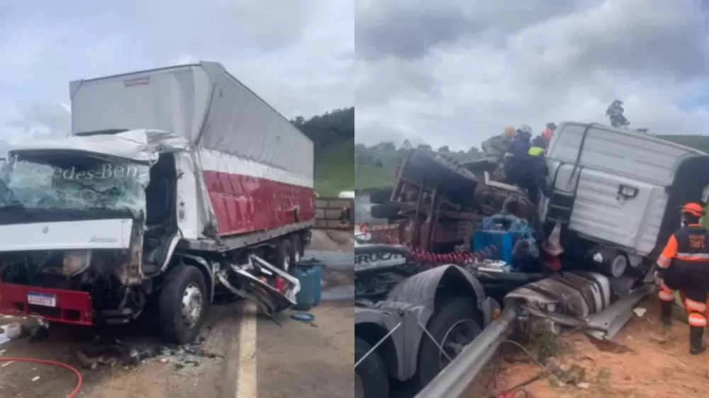 Acidente com carretas interdita BR-381 e deixa feridos em Minas