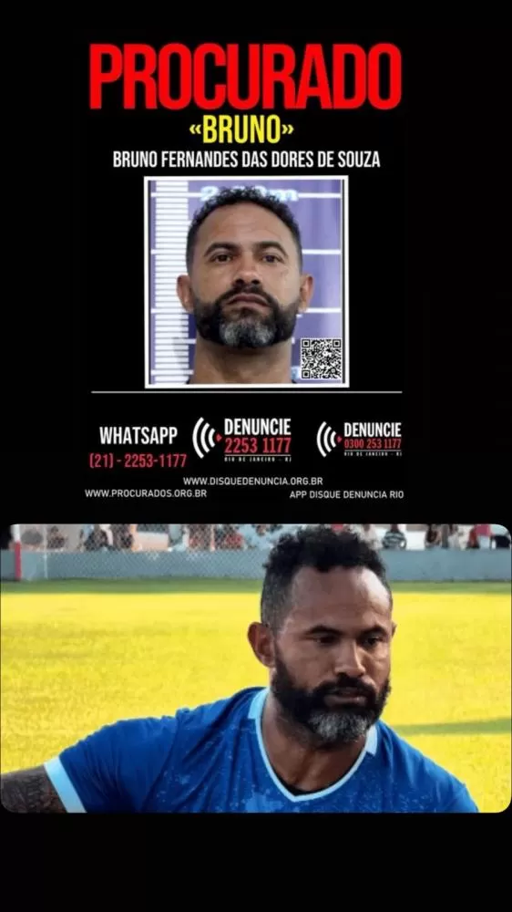 Polícia divulga cartaz do ex-goleiro Bruno Fernandes