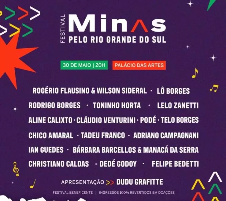 Músicos mineiros se unem em evento beneficente no Palácio das Artes em prol da tragédia do RS