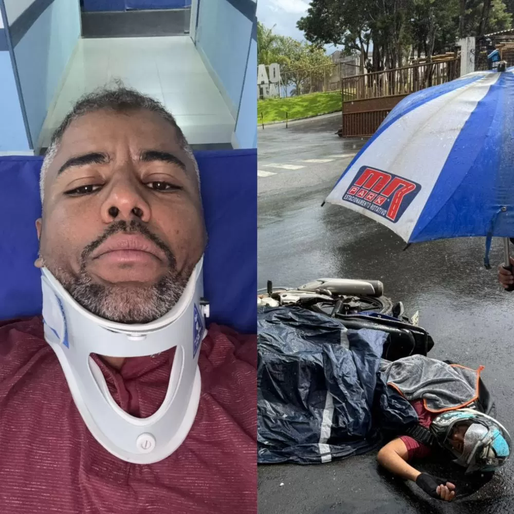 Vereador sofre acidente de moto após manobra de caminhão no Jardim Ipê