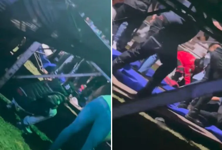 Um camarote desabou durante o show do cantor Ferrugem em Itabira e deixa cinco pessoas feridas