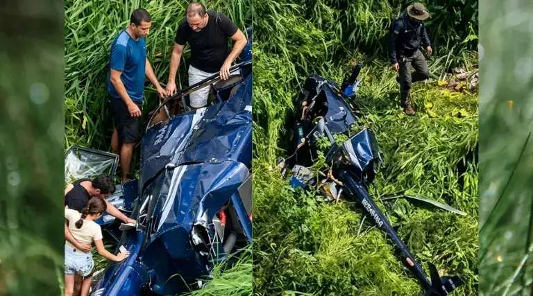 Helicóptero cai em área residencial de Campina Grande e assusta moradores