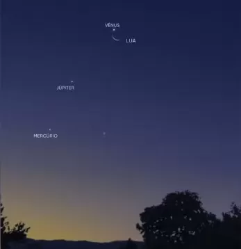 Observatório registra raro alinhamento entre Lua, Vênus, Júpiter e Mercúrio no Rio Grande do Sul