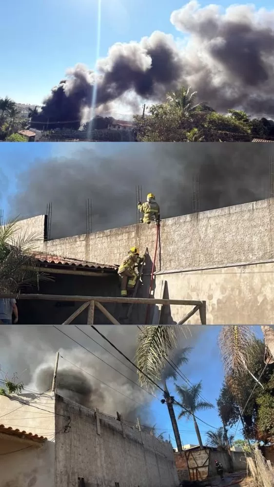 Fogo atinge ferro velho em bairro de Contagem
