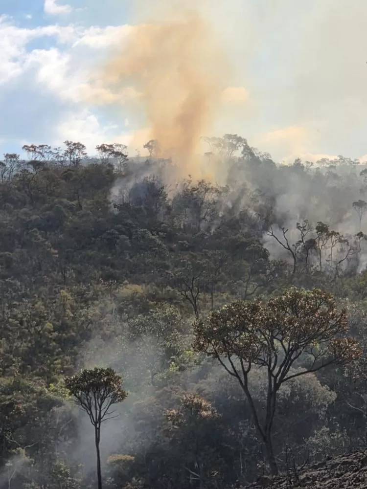 Incêndio na Serra do Gandarela chega ao segundo dia de combate; 19 agentes mobilizados
