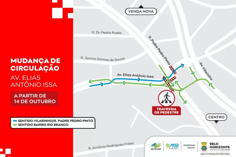 Avenida de Venda Nova terá trecho com mão inglesa a partir desta quarta-feira (14)