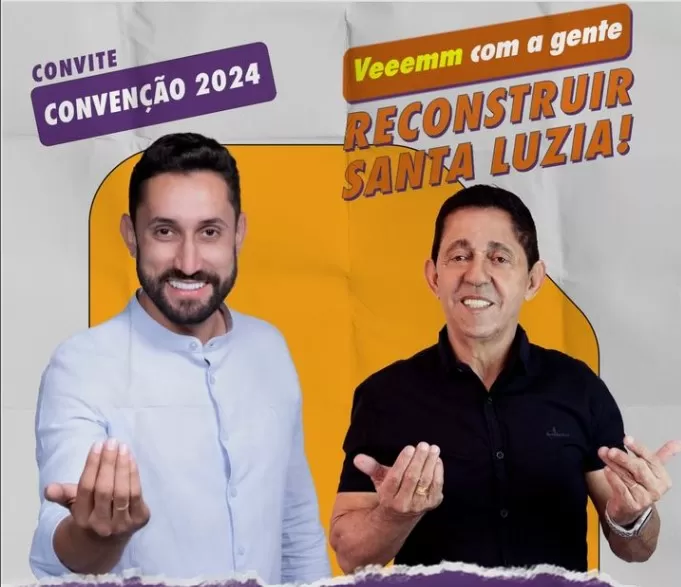 Paulo Bigodinho e Ilacir Bicalho serão confirmados como candidatos a prefeito e vice de Santa Luzia neste domingo