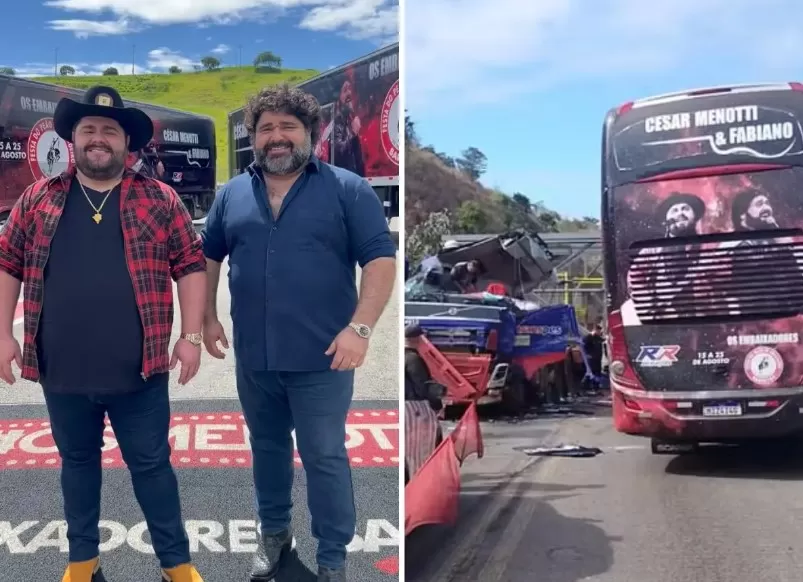 “Mais um livramento”, diz César Menotti após sofrer acidente de ônibus em MG