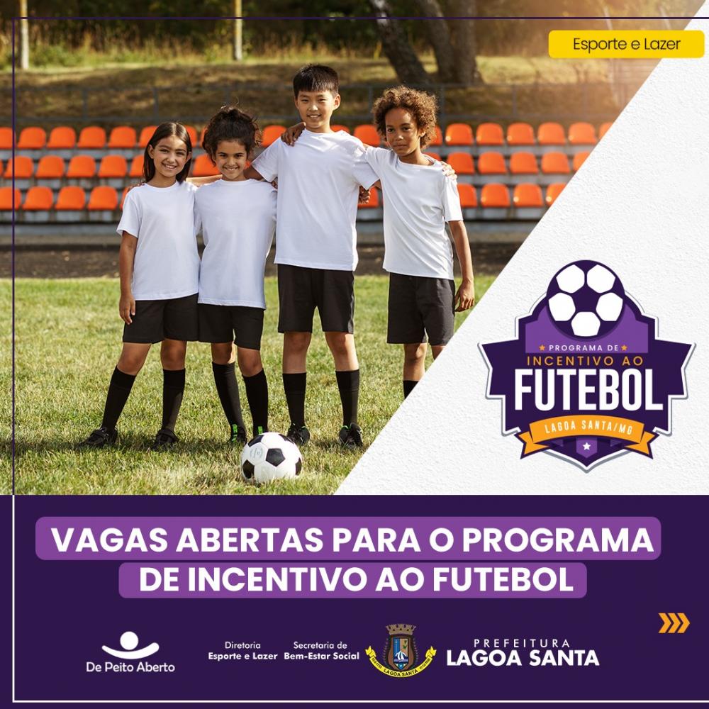Prefeitura de Lagoa Santa abre novas vagas para o Programa de Incentivo ao Futebol