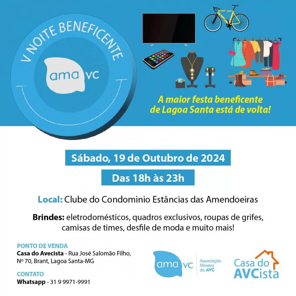 AMAVC Lagoa Santa anuncia a V Noite Beneficente com brindes e desfile de moda