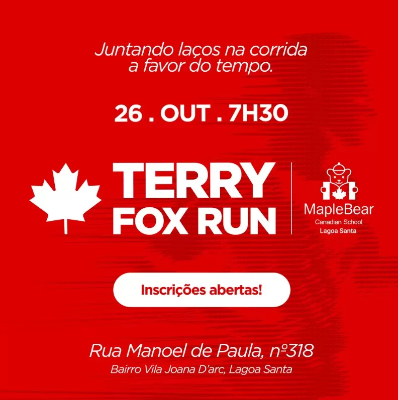 Maple Bear promove Terry Fox Run em Lagoa Santa em apoio ao combate contra o câncer