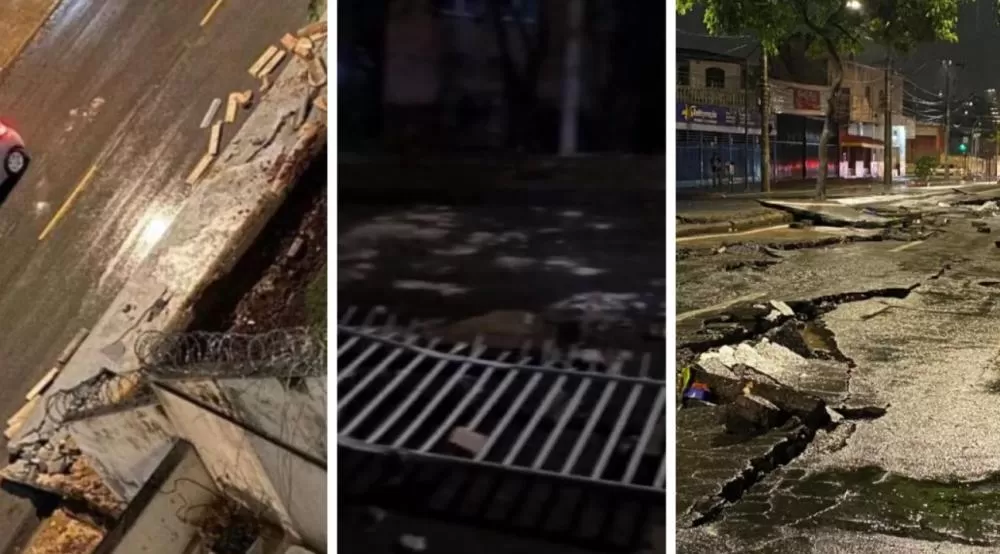 Temporal em BH alaga ruas, danifica vias e derruba árvores e muros