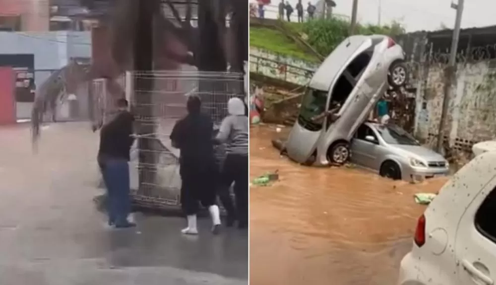 Temporal deixa carros empilhados e pessoas ilhadas em Venda Nova