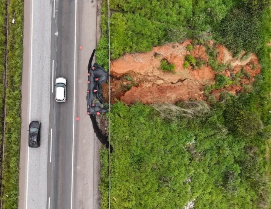 Deslizamento de terra na BR-040 alerta riscos para motoristas