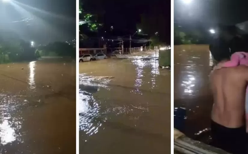 Temporal alaga ruas e deixa moradores ilhados em Ribeirão das Neves no primeiro dia do ano
