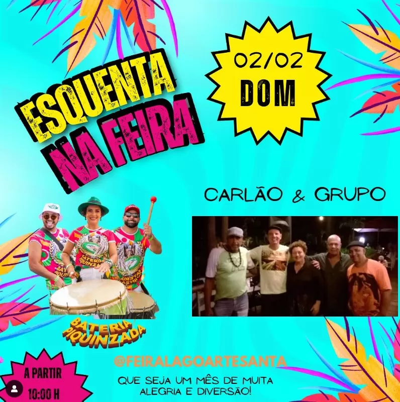 Feira Lagoartesanta promove esquenta de carnaval com samba e bateria neste domingo