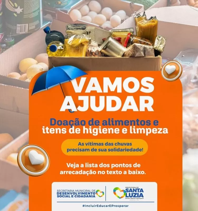 Santa Luzia se mobiliza em ação solidária para ajudar vítimas das chuvas