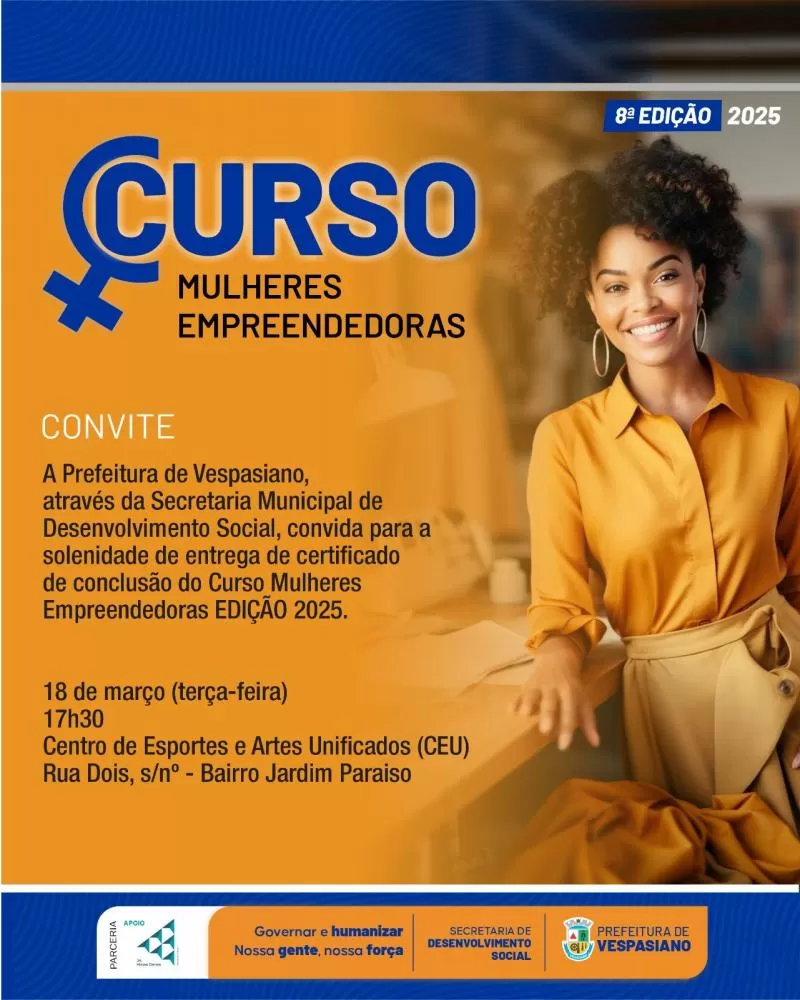 Prefeitura de Vespasiano realiza entrega de certificados do curso Mulheres Empreendedoras 2025