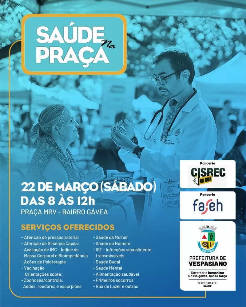 Prefeitura de Vespasiano realiza “Saúde na Praça” com atendimento gratuito à população