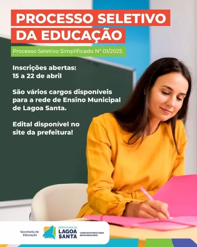 Lagoa Santa abre processo seletivo com vagas na área da educação