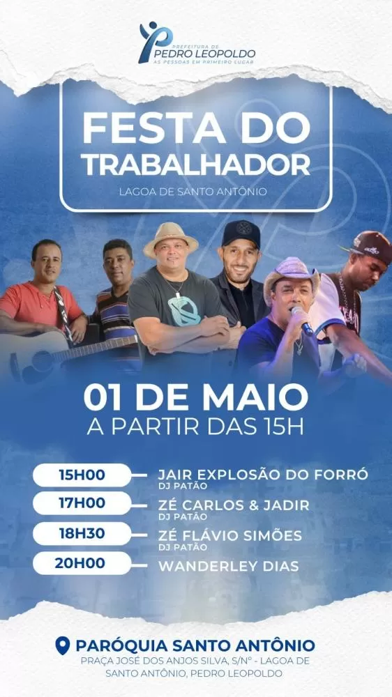 Pedro Leopoldo comemora o Dia do Trabalhador com música, cultura e lazer em dois dias de festa