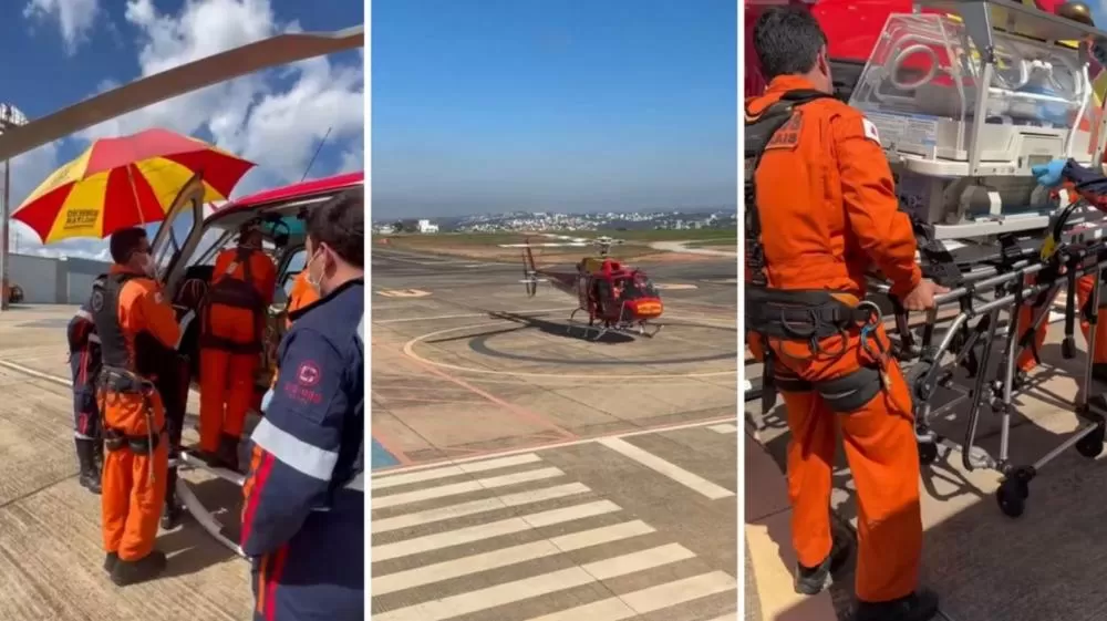 Bebês com bronquiolite são transferidos de helicóptero por falta de leitos em Minas Gerais
