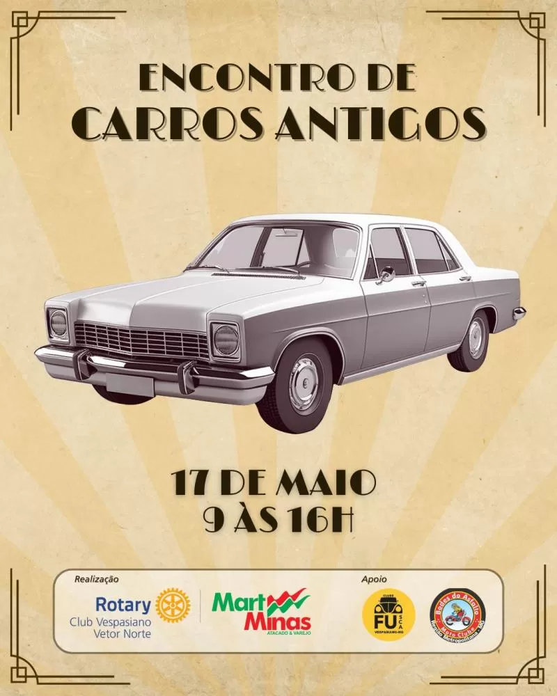 Vespasiano recebe um grande encontro de carros antigos neste sábado (17)