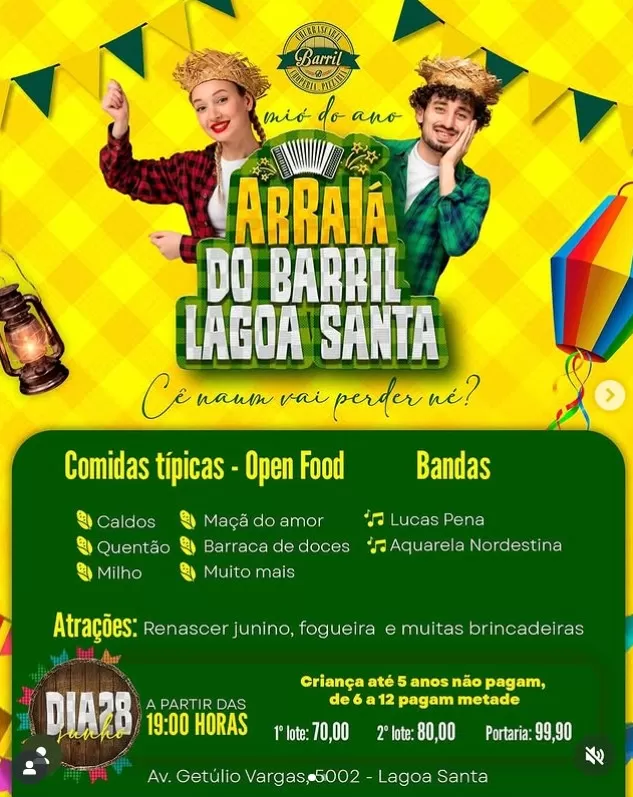 Barril Choperia prepara grande Festa Junina em Lagoa Santa com open food, shows e quadrilha