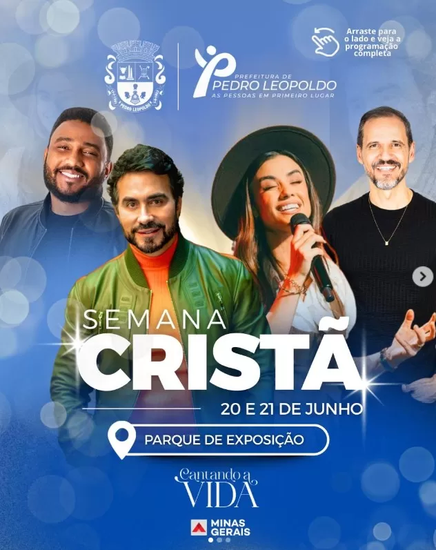 Pedro Leopoldo recebe Padre Fábio de Melo, Isadora Pompeo e Eli Soares na Semana da Cultura Cristã 2025