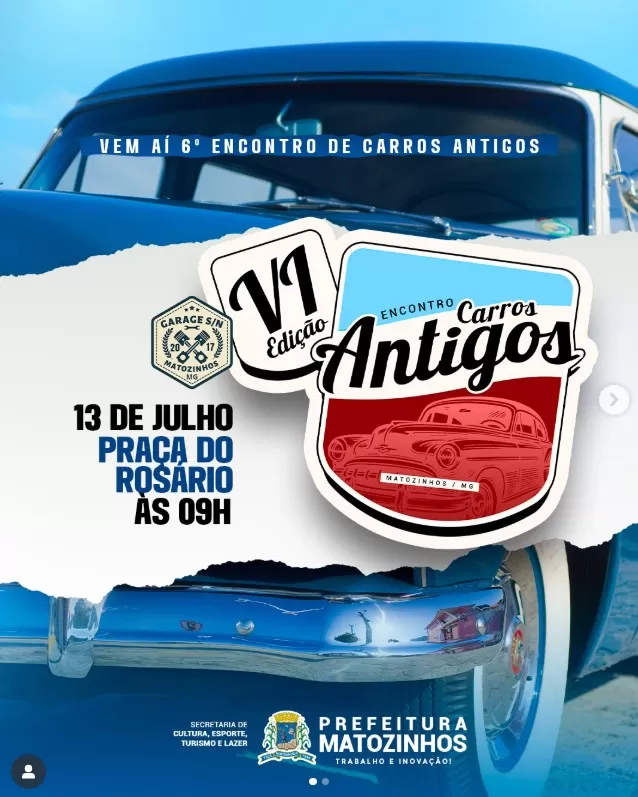 Matozinhos sediará o 6º Encontro de Carros Antigos no dia 13 de julho