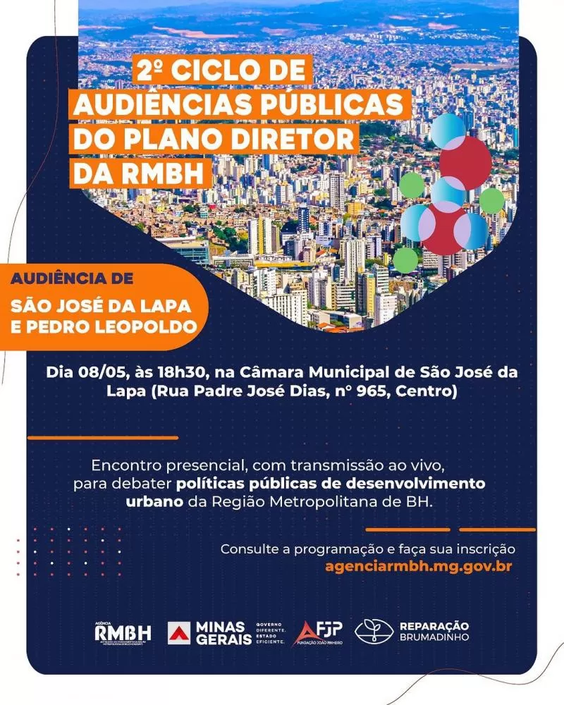 Ciclo de palestras do Plano Diretor de São José da Lapa e Pedro Leopoldo acontece nesta quarta