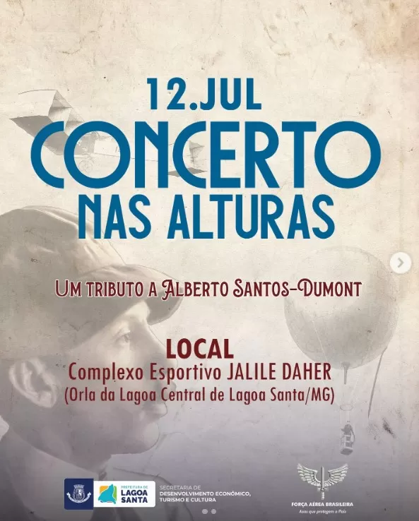 Concerto da FAB em homenagem a Santos Dumont acontece em Lagoa Santa no dia 12 de julho