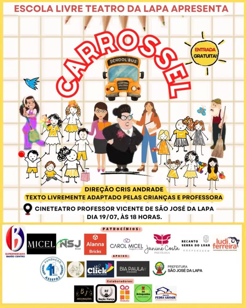 São José da Lapa recebe espetáculo gratuito com elenco infantil e juvenil neste sábado