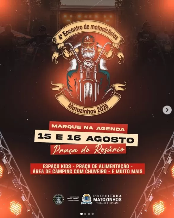 Matozinhos se prepara para o 4º Encontro de Motociclistas durante os 202 anos da cidade