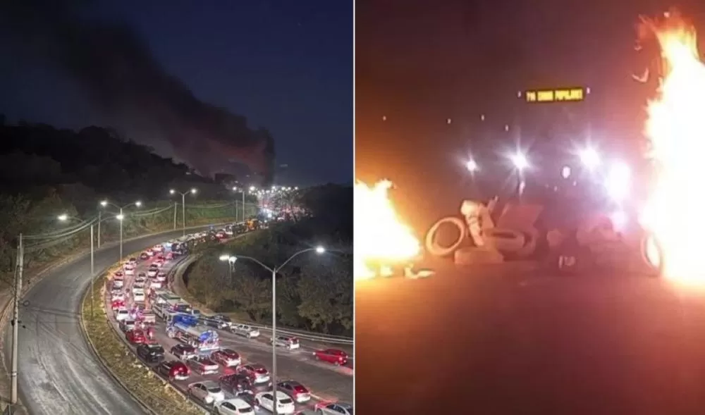 Protesto de moradores bloqueia MG-20 em Santa Luzia com queima de pneus