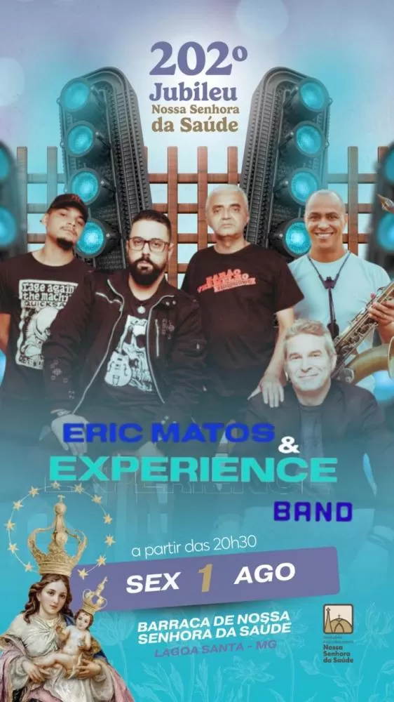 É hoje: Eric Matos e Experience Band abrem o 202º Jubileu em Lagoa Santa com show de rock nacional