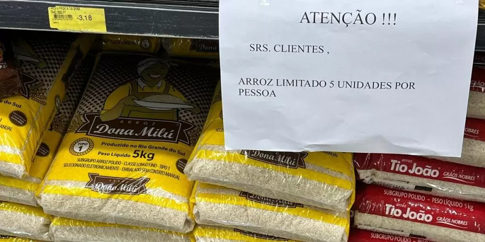 Supermercado de BH já restringe compra de arroz devido à tragédia no Sul