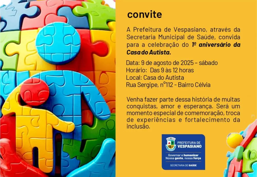 Vespasiano celebra 1º aniversário da Casa do Autista com programação especial