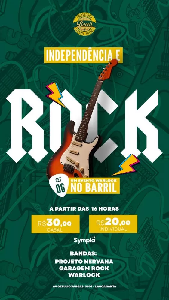 Independência e Rock no Restaurante Barril agita Lagoa Santa com tributo ao Nirvana