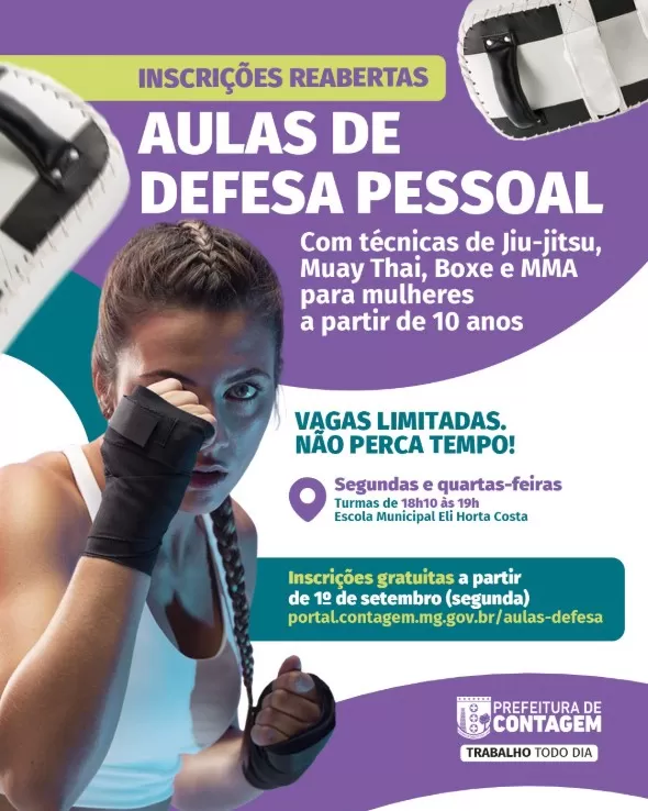 Prefeitura de Contagem reabre inscrições para projeto gratuito de defesa pessoal para mulheres