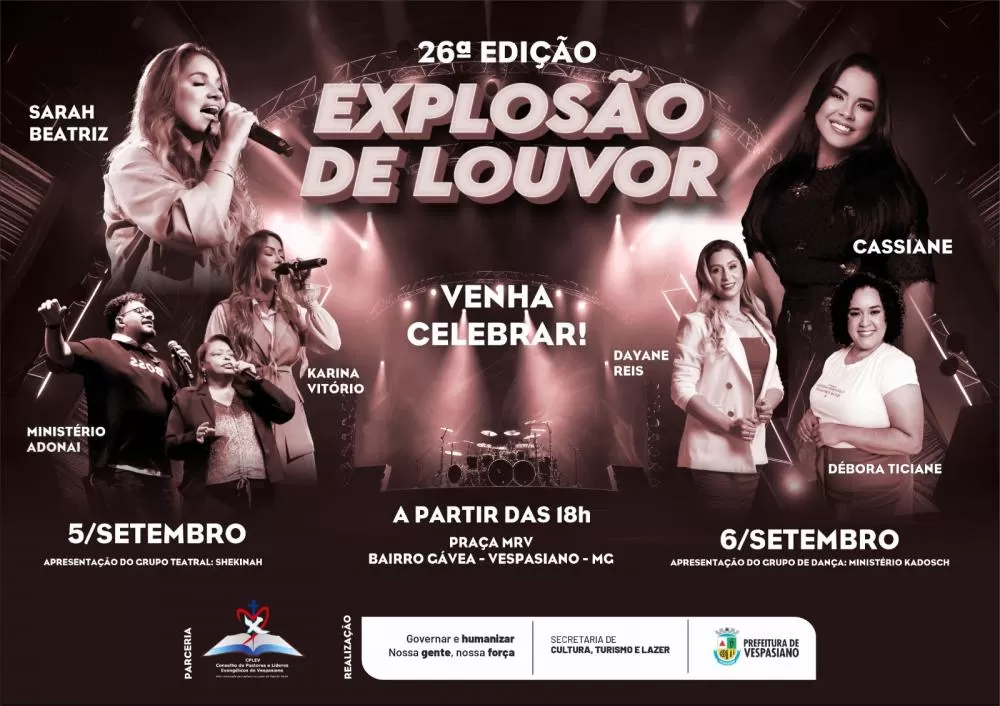 Vespasiano recebe 26ª Explosão de Louvor, maior evento gospel da Região Metropolitana de BH