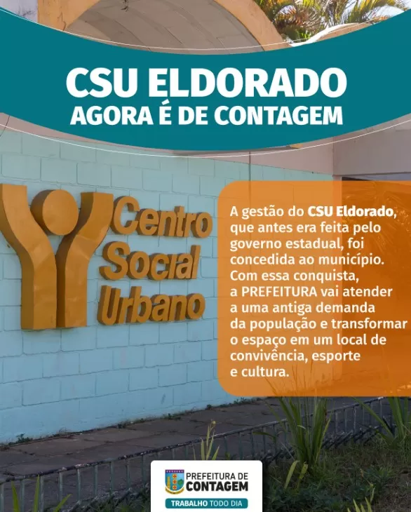 CSU Eldorado passa a ser de Contagem e terá obras de revitalização