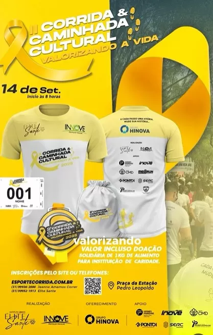 Pedro Leopoldo promove Corrida e Caminhada Cultural pelo Setembro Amarelo