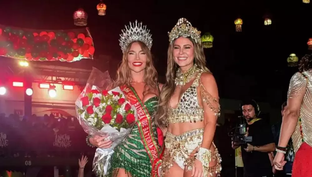 Paolla Oliveira passa faixa para Virgínia Fonseca como nova rainha de bateria da Grande Rio